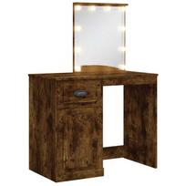vidaXL Kosmetinis staliukas su LED lemputėmis, dūminis, 90x42x132,5cm