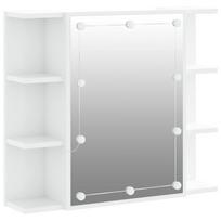 vidaXL Veidrodinė spintelė su LED, balta, 70x16,5x60cm, blizgi