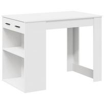 vidaXL Rašomasis stalas su stalčiumi/lentyna, balta, 102x62x77,5cm