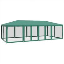 vidaXL Proginė palapinė su 12 tinklinėmis sienomis, žalia, 8x4m, HDPE