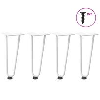 vidaXL Kavos staliuko kojelės, 4 vnt., baltos, 30 cm, plienas, segtukai
