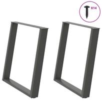 vidaXL Valgomojo stalo kojos, 2 vnt., antracito spalvos, 80x(72-73) cm, plienas, U formos