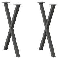 vidaXL Valgomojo stalo kojos, X formos, 2 vnt., antracito spalvos, 50x(72-73) cm, plienas
