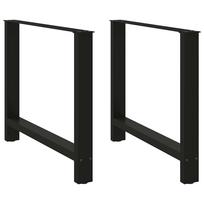 vidaXL Valgomojo stalo kojos, juodos, 2 vnt., 100 x (72-73) cm, plienas