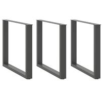 vidaXL Valgomojo stalo kojos, 3 vnt., antracito spalvos, 90x(72-73) cm, plienas, U formos