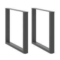 vidaXL Valgomojo stalo kojos, U formos, 2 vnt., antracito spalvos, 90x(72-73) cm, plienas