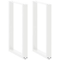 vidaXL Baro stalo kojos, U formos, 2 vnt., baltos, 60x(90-91) cm, plienas