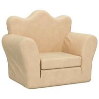 vidaXL Vaikiška sofa-lova, kreminės spalvos, minkštas pliušas