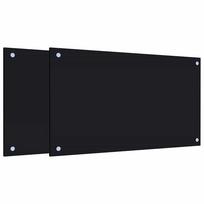 vidaXL Virtuvės sienelės, 2vnt., juodos, 70x40cm, grūdintas stiklas