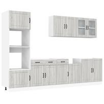 vidaXL Virtuvinių spintelių komplektas, 7 dalių, Kalmar, pilka