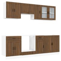 vidaXL Virtuvinių spintelių komplektas, 8 dalių, Kalmar, ruda