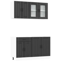 vidaXL Virtuvinių spintelių komplektas, 4 dalių, Lucca, juoda