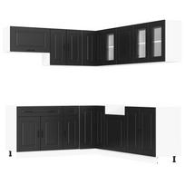 vidaXL Virtuvinių spintelių komplektas, 11 dalių, Kalmar, juoda