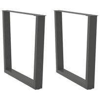 vidaXL Valgomojo stalo kojos, V formos, 2 vnt., antracito spalvos, 90x(72-73,3) cm, plienas