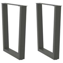 vidaXL Valgomojo stalo kojos, V formos, 2 vnt., antracito spalvos, 60x(72-73,3) cm, plienas