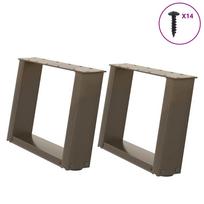 vidaXL Kavos staliuko kojelės, U formos, 2 vnt., natūralus plienas, 50x(30-31) cm, plienas