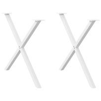 vidaXL Valgomojo stalo kojos, 2 vnt., baltos, 90x(72-73) cm, plienas, X formos