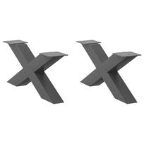 vidaXL Kavos staliuko kojelės, 2 vnt., antracito spalvos, 70x(30-31) cm, plienas
