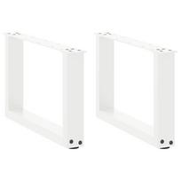 vidaXL Kavos staliuko kojelės, 2 vnt., baltos, 50x(30-31) cm, plienas, U formos