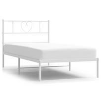 vidaXL Metalinis lovos rėmas su galvūgaliu, baltos spalvos, 107x203cm