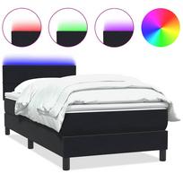 vidaXL Lova su spyruokliniu/čiužiniu/LED, juoda, 90x210 cm, aksominė
