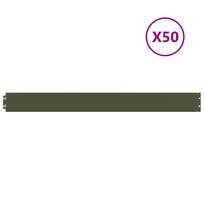 vidaXL vejos apvadai 50 vnt Olive Green šaltai valcuotas plienas
