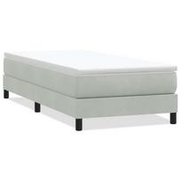 vidaXL Box Spring Lova be čiužinio Šviesiai pilka 90x210 cm aksomas