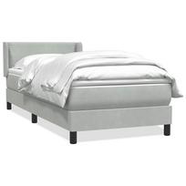 vidaXL Box Spring Lova su čiužiniu Šviesiai pilka 90x210 cm Velvet