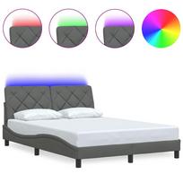 vidaXL Lovos rėmas su LED be čiužinio, tamsiai pilkas, 140x200 cm