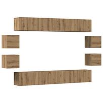 vidaXL 8 dalių sieninis televizoriaus spintelės komplektas Artisan Oak