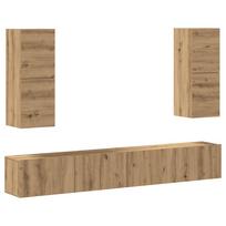 vidaXL 4 dalių sieninis televizoriaus spintelės komplektas Artisan Oak