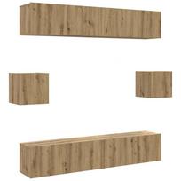 vidaXL 6 dalių sieninis televizoriaus spintelės komplektas Artisan Oak