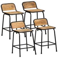 vidaXL Baro taburetės, 4vnt., 46x35,5x70cm, neapdorotos mango medienos