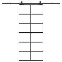 vidaXL Stumdomos durys su įrangos rinkiniu, 90x205cm, ESG ir aliuminis