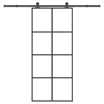 vidaXL Stumdomos durys su įrangos rinkiniu, 90x205cm, ESG ir aliuminis