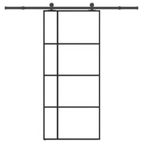 vidaXL Stumdomos durys su įrangos rinkiniu, 90x205cm, ESG ir aliuminis