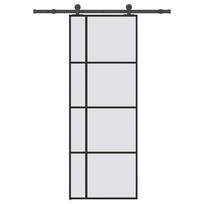 vidaXL Stumdomos durys su įrangos rinkiniu, 76x205cm, ESG ir aliuminis