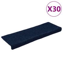 vidaXL Laiptų kilimėliai, lipnūs, 30 vnt., 65x21x4 cm, tamsiai mėlyni, stačiakampiai kraštai