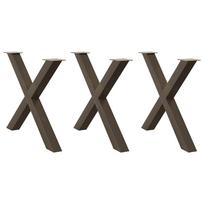 vidaXL Valgomojo stalo kojos, X formos, 3 vnt., natūralus plienas, 90x(72-73) cm, plienas