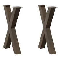 vidaXL Valgomojo stalo kojos, X formos, 2 vnt., natūralus plienas, 50x(72-73) cm, plienas