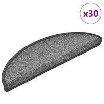 vidaXL Laiptų kilimėliai, 30 vnt., 56x17x3 cm, tamsiai pilki, pusapvaliai