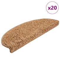 vidaXL Laiptų kilimėliai, 20 vnt., 65x21x4 cm, smėlio spalvos, pusapvaliai, dideli