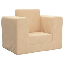 vidaXL Vaikiška sofa-lova, kreminės spalvos, minkštas pliušas