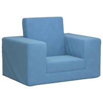vidaXL Vaikiška sofa-lova, mėlynos spalvos, minkštas pliušas