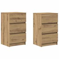 vidaXL Spintelės prie lovos su 3 stalčiais 2 vnt, 39x35x65 cm