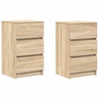 vidaXL Spintelės prie lovos su 3 stalčiais 2 vnt, 39x35x65 cm