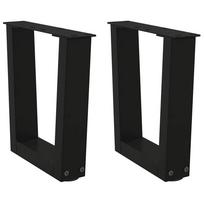 vidaXL Kavos staliuko kojelės, V formos, 2 vnt., juodos, 30x(30-31,3) cm, plienas