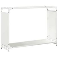 vidaXL Stovas malkoms, balta, 90x28x65 cm, šaltai valcuotas plienas
