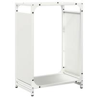 vidaXL Stovas malkoms, balta, 44x28x65 cm, šaltai valcuotas plienas