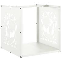vidaXL Stovas malkoms, balta, 40x40x40 cm, šaltai valcuotas plienas